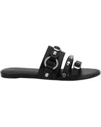 Balenciaga - Black Lamb Ovis Aries Aries Flat Sandals - Lyst