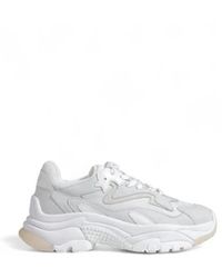 Ash - Witte Leren Sportieve Sneakers Met Veters - Lyst