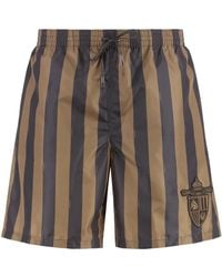 Fendi - Gestreepte Zwemshorts Met Elastische Tailleband - Lyst