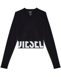 DIESEL - Hoodies & Sweatvesten ,Zwart ,Zwarte Trui Met Logoprint - Lyst