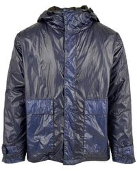 Aspesi - Jassen ,Blauw ,Jas Met Ritssluiting Aan De Voorkant En Meerdere Zakken - Lyst