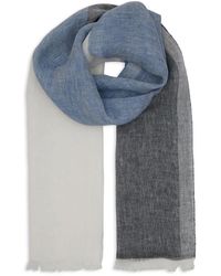 Gallo - Blauer Leinenschal Mit Dreifarbigem Muster - Lyst