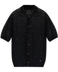 DSquared² - Truien & Vesten ,Zwart ,Kortgebreid Vest Met Korte Mouwen - Lyst