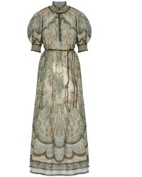 Zimmermann - Kleedjes ,Groen ,Leer Wanderlust Billow Dress - Lyst