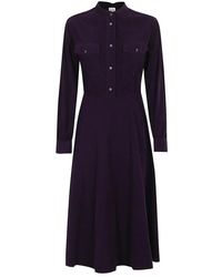 Aspesi - Geribbelde Velvet Midi Jurk - Lyst