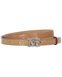 Max Mara - Accessoires ,Bruin ,Bruine Krokodillenprint Leren Riem - Lyst