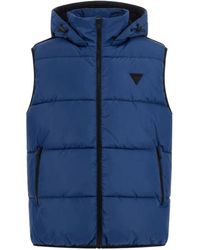 Guess - Mouwloos Gewatteerd Vest Met Capuchon - Lyst