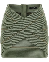 Balmain - Rokken ,Groen ,Stretch Viscose Mini Rok - Lyst