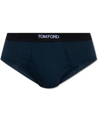 Tom Ford - Ondergoed ,Blauw ,Katoen Briefs Met Logo - Lyst