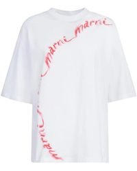Marni - T-shirt in cotone con stampa del logo - Lyst