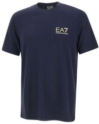 EA7 - Tops ,Blauw Label T-Shirt - Lyst