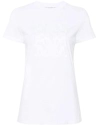 Max Mara - Besticktes logo weiße baumwoll-t-shirt - Lyst