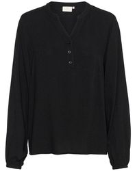 Kaffe - Schwarze tiefe bluse mit v-ausschnitt - Lyst