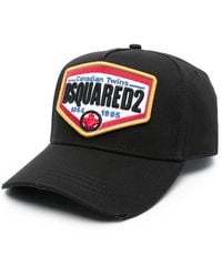 DSquared² - Accessoires ,Zwart ,Katoen Logo Patch Baseball Cap - Lyst