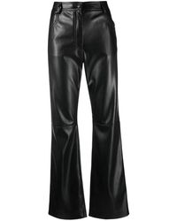 MSGM - Casual Zwarte Imitatielederen Broek - Lyst