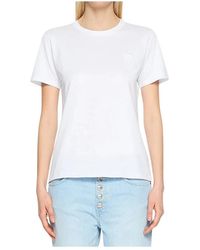 Dondup - Witte Katoenen T-Shirt Met Geborduurd Logo - Lyst