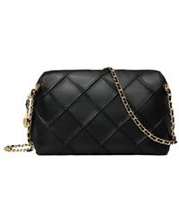 Tory Burch - Schwarze Kleine Crossbody-Tasche Mit Diamantsteppung - Lyst