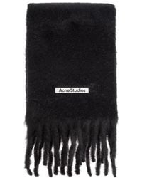Acne Studios - Accessoires ,Zwart ,Leer Mohair Logo Scarf - Lyst