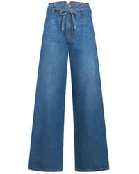 Etro - Floral-Embroidered Belted Jeans - Lyst