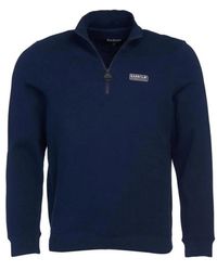 Barbour - Hoodies & Sweatvesten ,Blauw ,Katoen Essentiële Half Zip Sweatshirt - Lyst