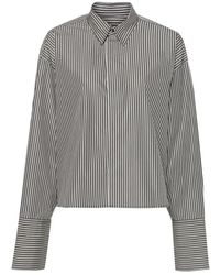 Ami Paris - Overhemden ,Zwart ,Katoen Gestreepte Boxy Fit Overhemd Lange Mouw - Lyst
