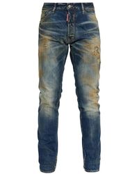 DSquared² - Jeans ,Blauw ,Katoen Teddy Jeans Met Vintage Effect - Lyst