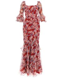 Saloni - Maxi dress tamara d in floral silk - Lyst