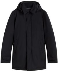 Herno - Jassen ,Zwart ,Polyester Waterdichte Parka Met Verstelbare Capuchon - Lyst