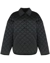TOTEME - Jassen ,Zwart ,Polyester Collared Gewatteerd A-Lijn Jas - Lyst