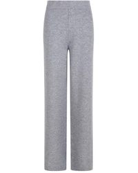 Max Mara - Broeken ,Grijs ,Wol Grijze Wijde Gebreide Broek - Lyst