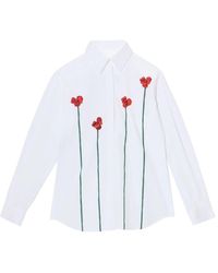 Moschino - Overhemden ,Wit ,Katoen Camicia Papaveri - Lyst