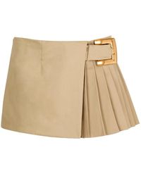 Balmain - Rokken ,Katoen Korte Gabardine Rok Met Riemdetail - Lyst