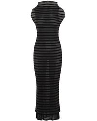 Jean Paul Gaultier - High-Neck Striped Dress With Semi-Sheer Fabr - Lyst