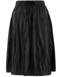 Herno - Rokken ,Zwart ,Nylon Laminar Midi-Rok Met Elastische Tailleband - Lyst