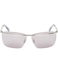 Moncler - Wraparound silberne sonnenbrille für frauen - Lyst