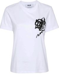 MSGM - Tops ,Wit ,T-Shirts En Polo's - Lyst