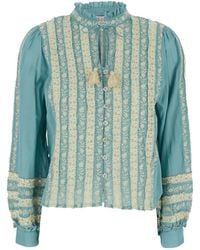 Sea - Overhemden ,Blauw ,Katoen Kirsten Print Top Met Lange Mouwen - Lyst