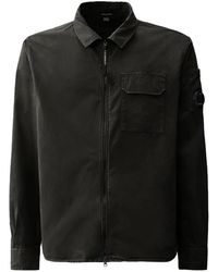 C.P. Company - Zwarte Rits Overhemd Jas 100% Katoen - Lyst
