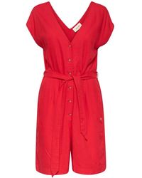 Cream - Roter jumpsuit mit v-ausschnitt und knöpfen - Lyst
