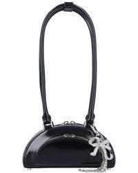 Self-Portrait - Tassen ,Zwart ,Leer Zwarte Gebogen Charme Mini Schoudertas - Lyst
