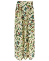 Etro - Rokken ,Veelkleurig ,Katoen Geplooide Maxi-Rok Van Katoen Met Bloemmotief - Lyst