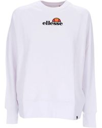 Ellesse - Hoodies & Sweatvesten ,Wit ,Katoen Lichtgewicht Crewneck Sweatshirt Optisch Wit - Lyst