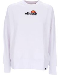 Ellesse - Hoodies & Sweatvesten ,Wit ,Katoen Lichtgewicht Crewneck Sweatshirt Optisch Wit - Lyst