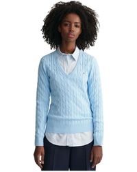 GANT - V-Neck Knitwear - Lyst