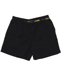 Iuter - Korte Broeken ,Zwart ,Katoen Zwarte Elastische Taille Shorts Lichtgewicht Stof - Lyst