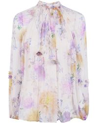Zimmermann - Overhemden ,Veelkleurig ,Polyester Luna Blouse Met Ruffles - Lyst