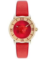 Versace - Medusa rote lederuhr - Lyst