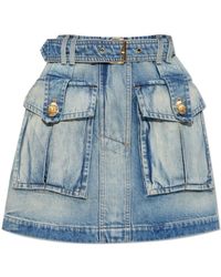Balmain - Denim Skirts - Lyst