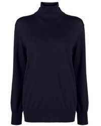 Jil Sander - Truien & Vesten ,Blauw ,Wol Blauwe Wollen Trui Met Lange Mouwen - Lyst