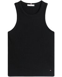 Tommy Hilfiger - Geripptes Tanktop Mit Ikonischem Detail - Lyst